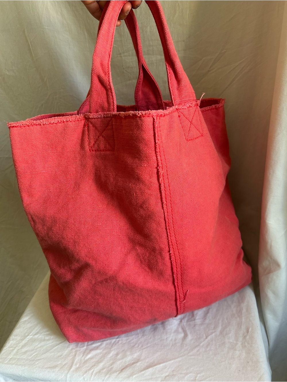 GAP Coral Canvas Tote Bag Large Pink Shopper Carryall OS